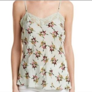 Johnny Was Women's Mint Green Fliral Print Silk Adjustable Strap Camisole - XS